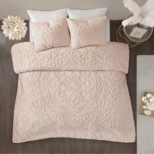 NEW! Madison Park Laetitia Blush Chenille Duvet Cover Shams KING/CAL 100% Cotton